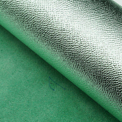 25x35 cm Piele Naturala, Verde Deschis Metalizat,Textura Marunta, Semi-Rigida, 1.5 mm