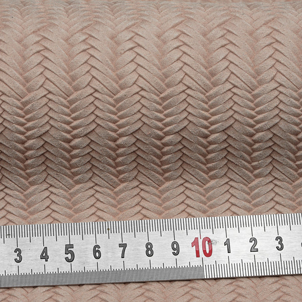 25x35 cm Piele Intoarsa Roz Somon, Aspect Impletit, Semi-Rigida, 1.5 mm