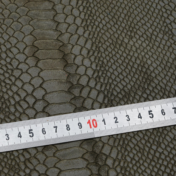 25x35 cm Piele Intoarsa Imprimeu Exotic Kaki Inchis, Semi-Rigida, 1.5 mm
