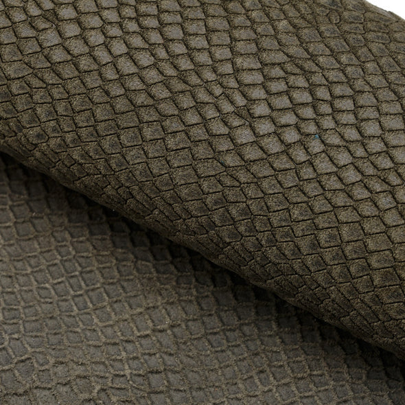25x35 cm Piele Intoarsa Imprimeu Exotic Kaki Inchis, Semi-Rigida, 1.5 mm