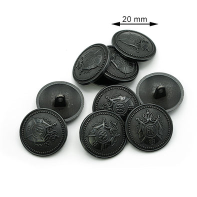 10 Buc. Nasture Metalic cu Piciorus pentru Cusut Marimea 32" (20 mm), Culoare Rame Nero, Cod E2115/32-RNFZ