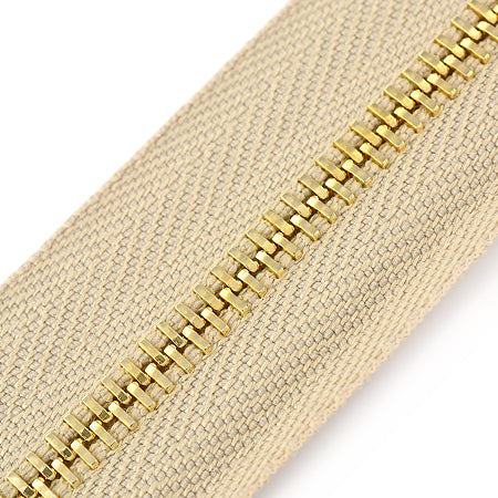 10 cm. Fermoar Metalic Tip 3 Super Culoare Auriu   Textil Beige