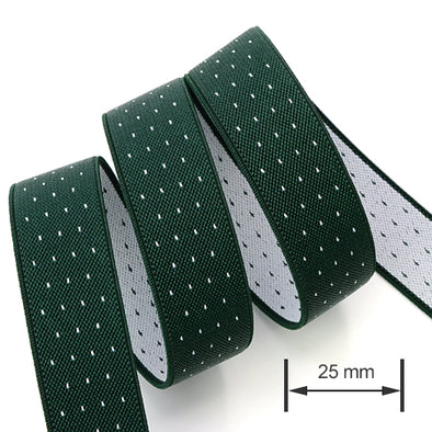 1 Metru Banda Elastica Premium 25 mm, Verde Inchis / Alb
