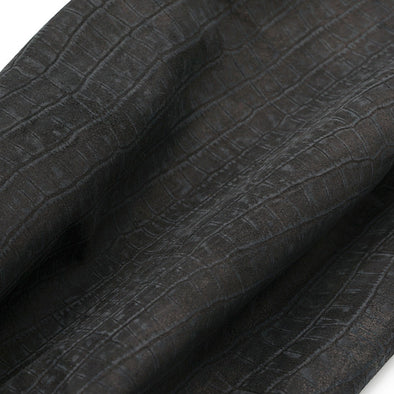 ROLA | Piele Intoarsa Neagra cu Imprimeu Exotic, Semi-Rigida, 0.8-1 mm, 0.45-0.55 mp