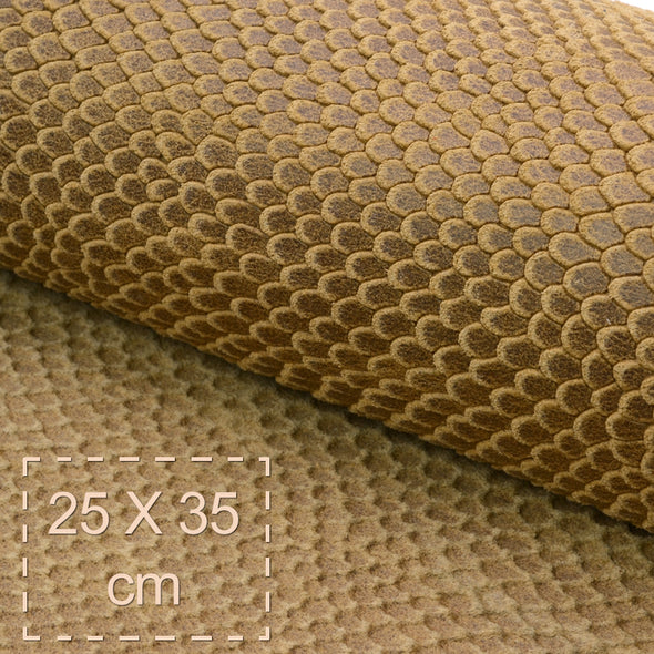 25x35 cm Piele Intoarsa Imprimeu Piton Caramel, 1.2 mm