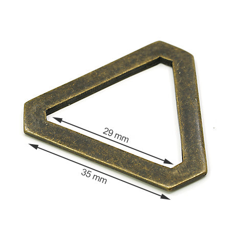 2 Buc. Inel Triunghiular 30 mm, Culoare Ottone Antico, Cod TR300-OANZ